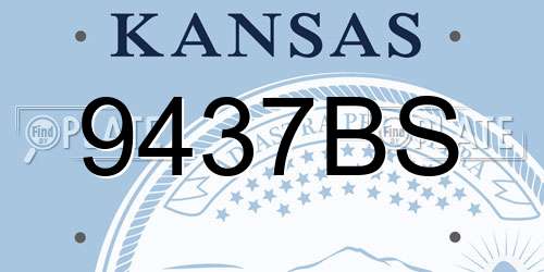 9437BS Kansas License Plate
