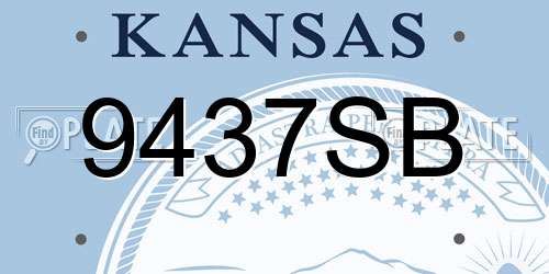 9437SB Kansas License Plate