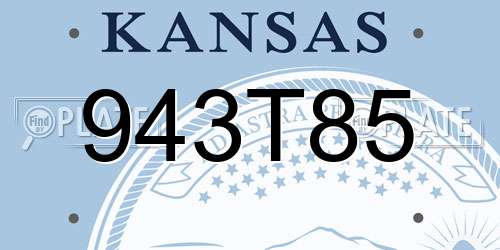 943T85 Kansas License Plate