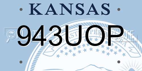 943UOP Kansas License Plate