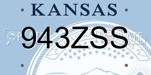 943ZSS Kansas License Plate