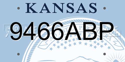9466ABP Kansas License Plate