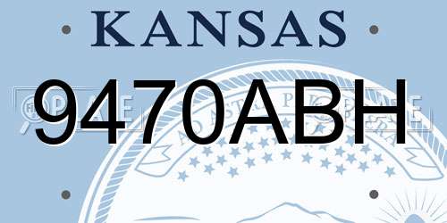 9470ABH Kansas License Plate