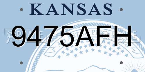 9475AFH Kansas License Plate