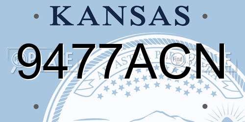 9477ACN Kansas License Plate