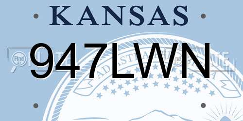 947LWN Kansas License Plate