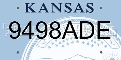 9498ADE Kansas License Plate