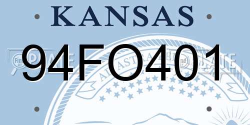 94FO401 Kansas License Plate