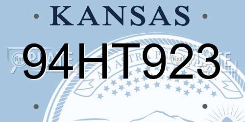 94HT923 Kansas License Plate