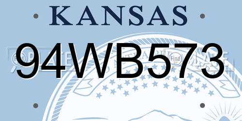 94WB573 Kansas License Plate