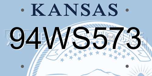 94WS573 Kansas License Plate