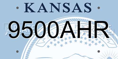 9500AHR Kansas License Plate