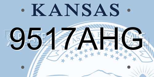 9517AHG Kansas License Plate
