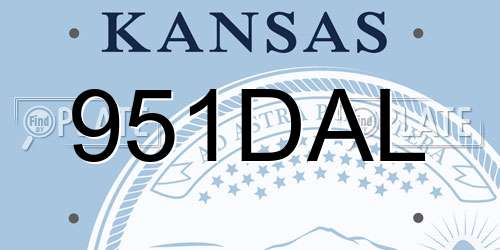 951DAL Kansas License Plate