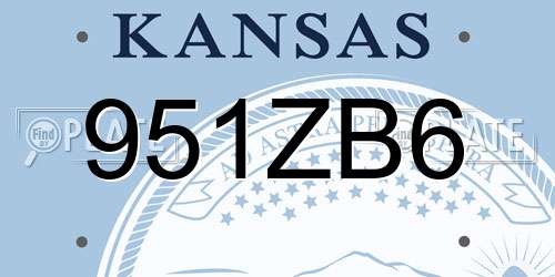 951ZB6 Kansas License Plate