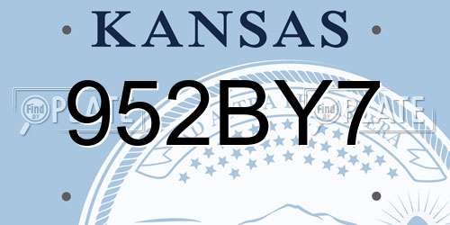 952BY7 Kansas License Plate