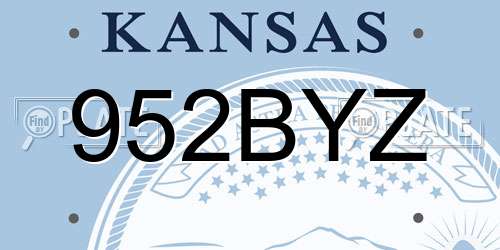 952BYZ Kansas License Plate