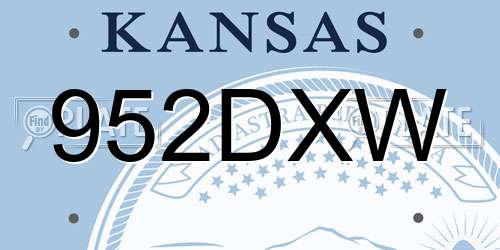 952DXW Kansas License Plate