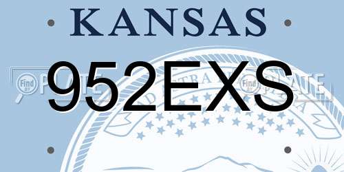 952EXS Kansas License Plate