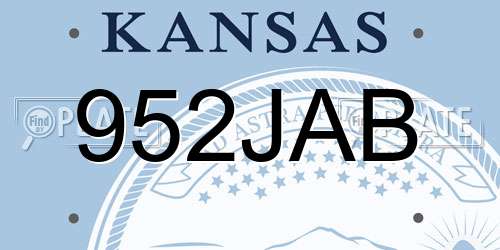 952JAB Kansas License Plate