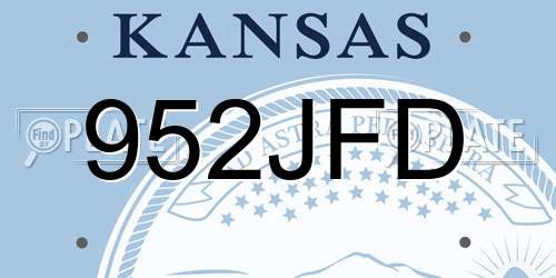 952JFD Kansas License Plate