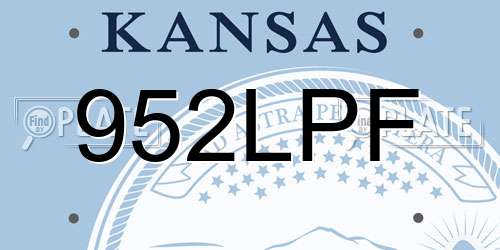 952LPF Kansas License Plate