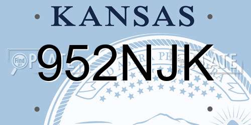 952NJK Kansas License Plate