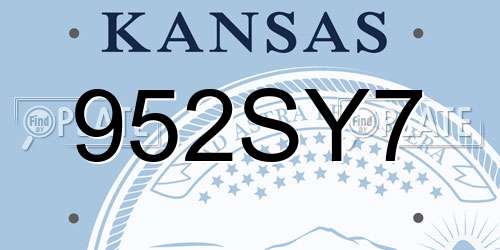 952SY7 Kansas License Plate