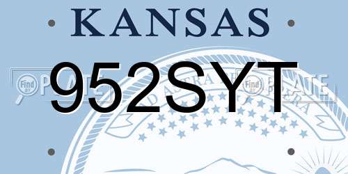 952SYT Kansas License Plate