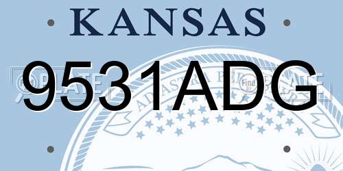 9531ADG Kansas License Plate