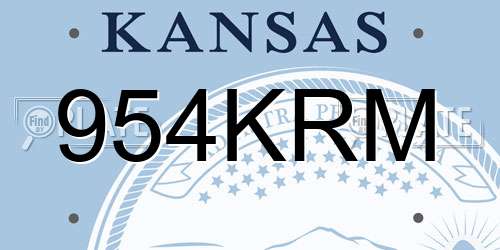 954KRM Kansas License Plate