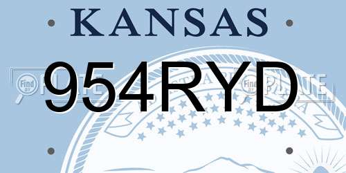 954RYD Kansas License Plate