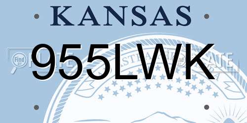 955LWK Kansas License Plate