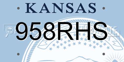 958RHS Kansas License Plate