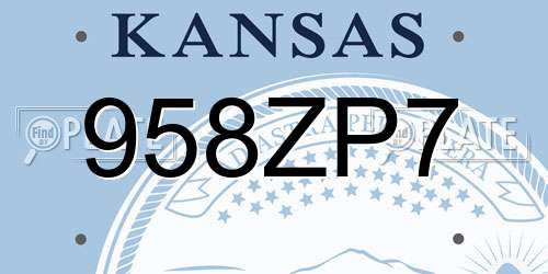 958ZP7 Kansas License Plate