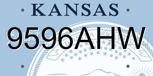 9596AHW Kansas License Plate