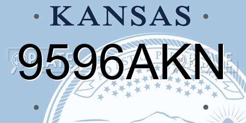 9596AKN Kansas License Plate