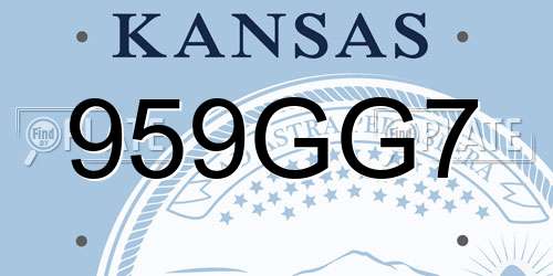 959GG7 Kansas License Plate