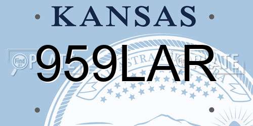 959LAR Kansas License Plate