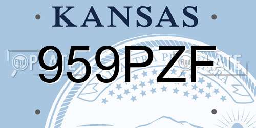 959PZF Kansas License Plate