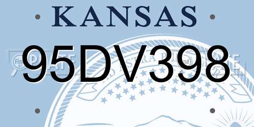 95DV398 Kansas License Plate