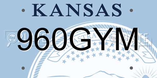 960GYM Kansas License Plate