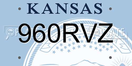 960RVZ Kansas License Plate
