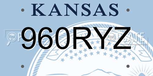 960RYZ Kansas License Plate