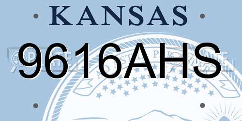 9616AHS Kansas License Plate