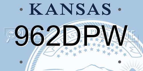 962DPW Kansas License Plate