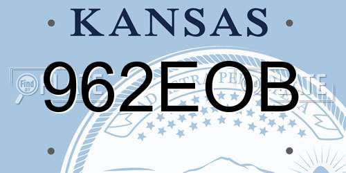 962EOB Kansas License Plate