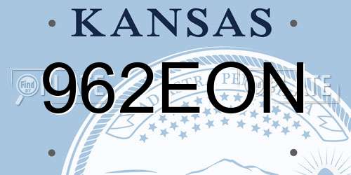 962EON Kansas License Plate