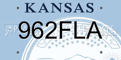 962FLA Kansas License Plate