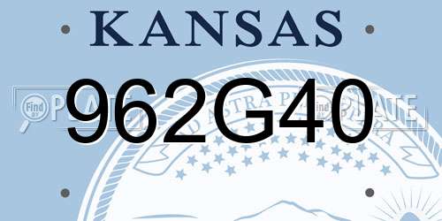 962G40 Kansas License Plate